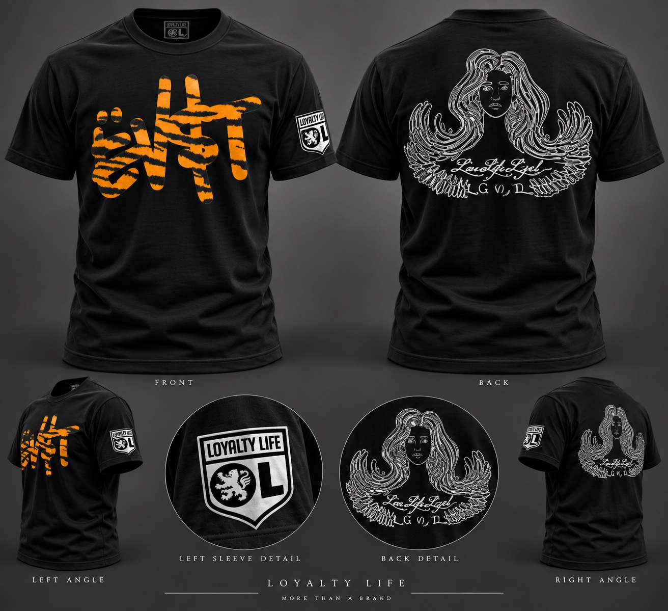 EVST Tiger — Black Loyalty Life T-shirt mockup