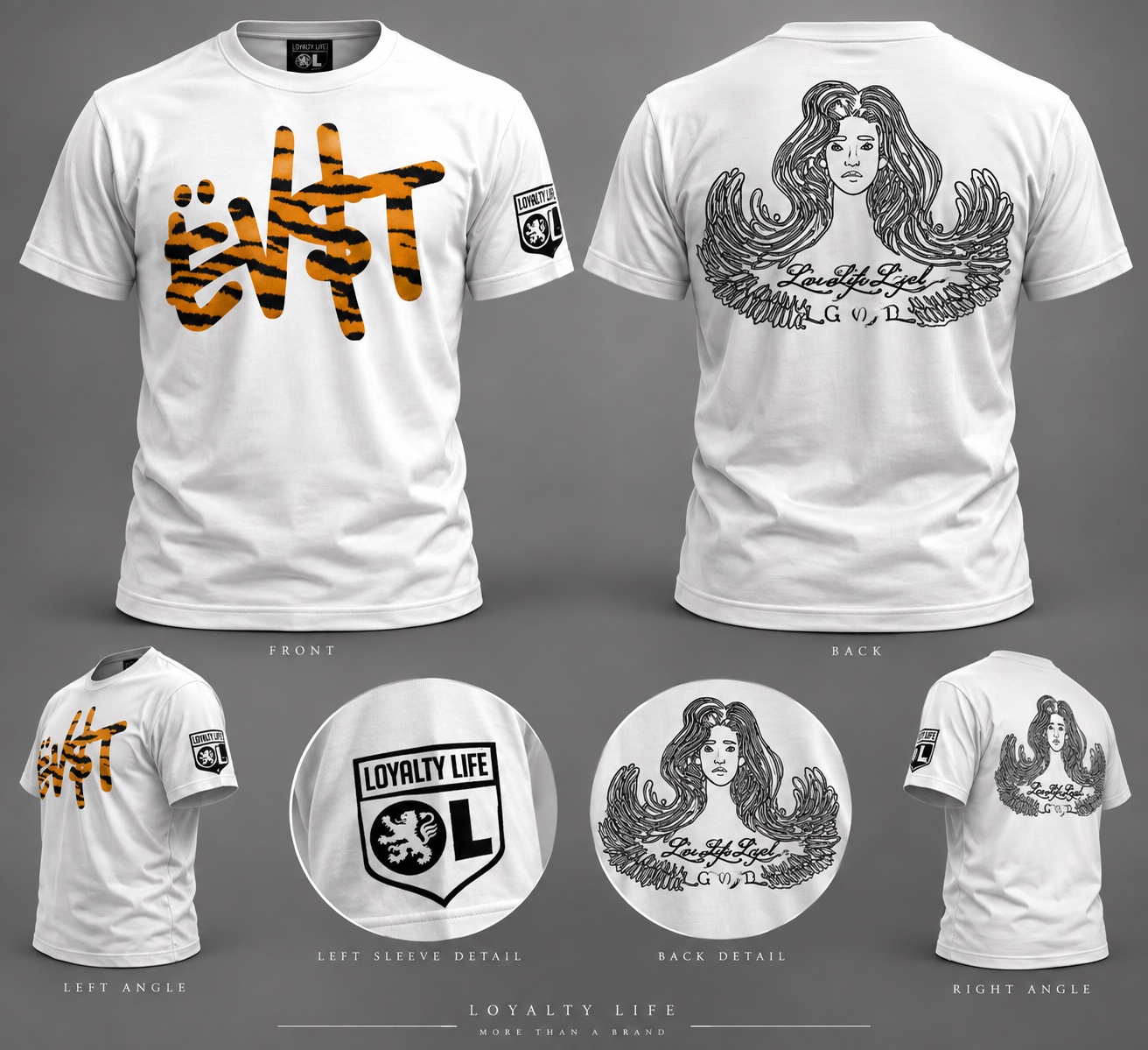 EVST Tiger — White Loyalty Life T-shirt mockup