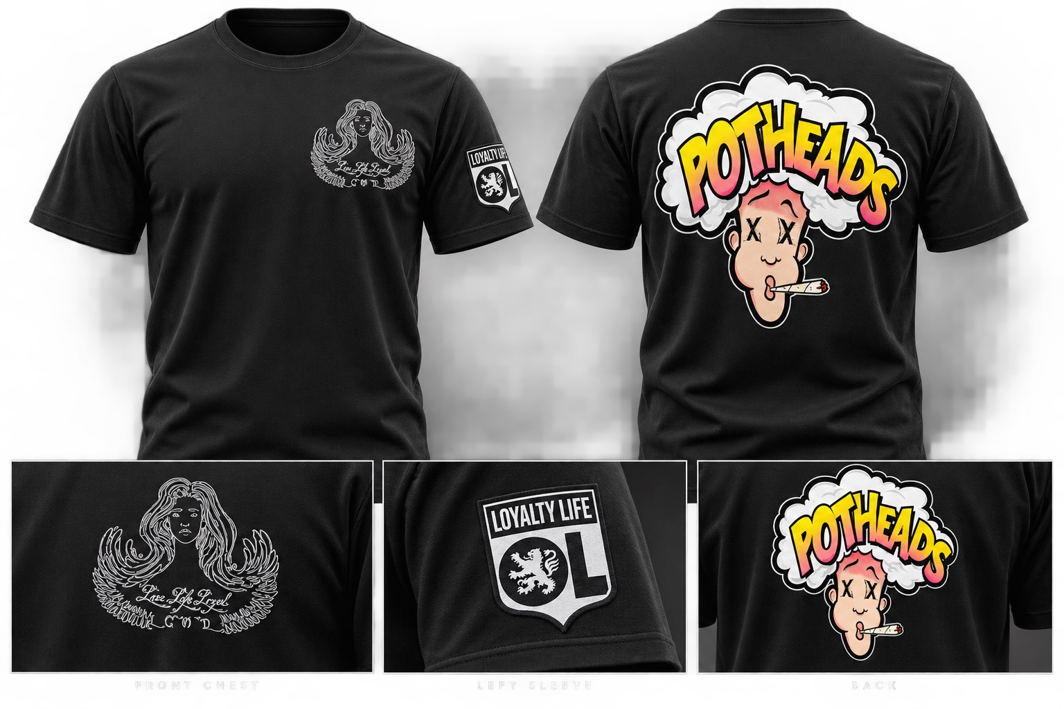 Potheads — Black Loyalty Life T-shirt mockup